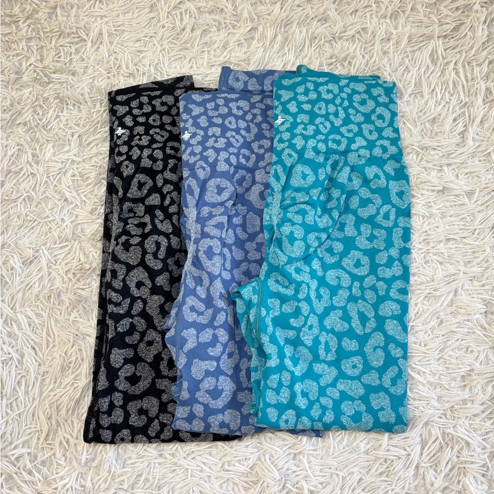 HALARA Leopard Metallic Print Legging Set - Black, Blue, Teal